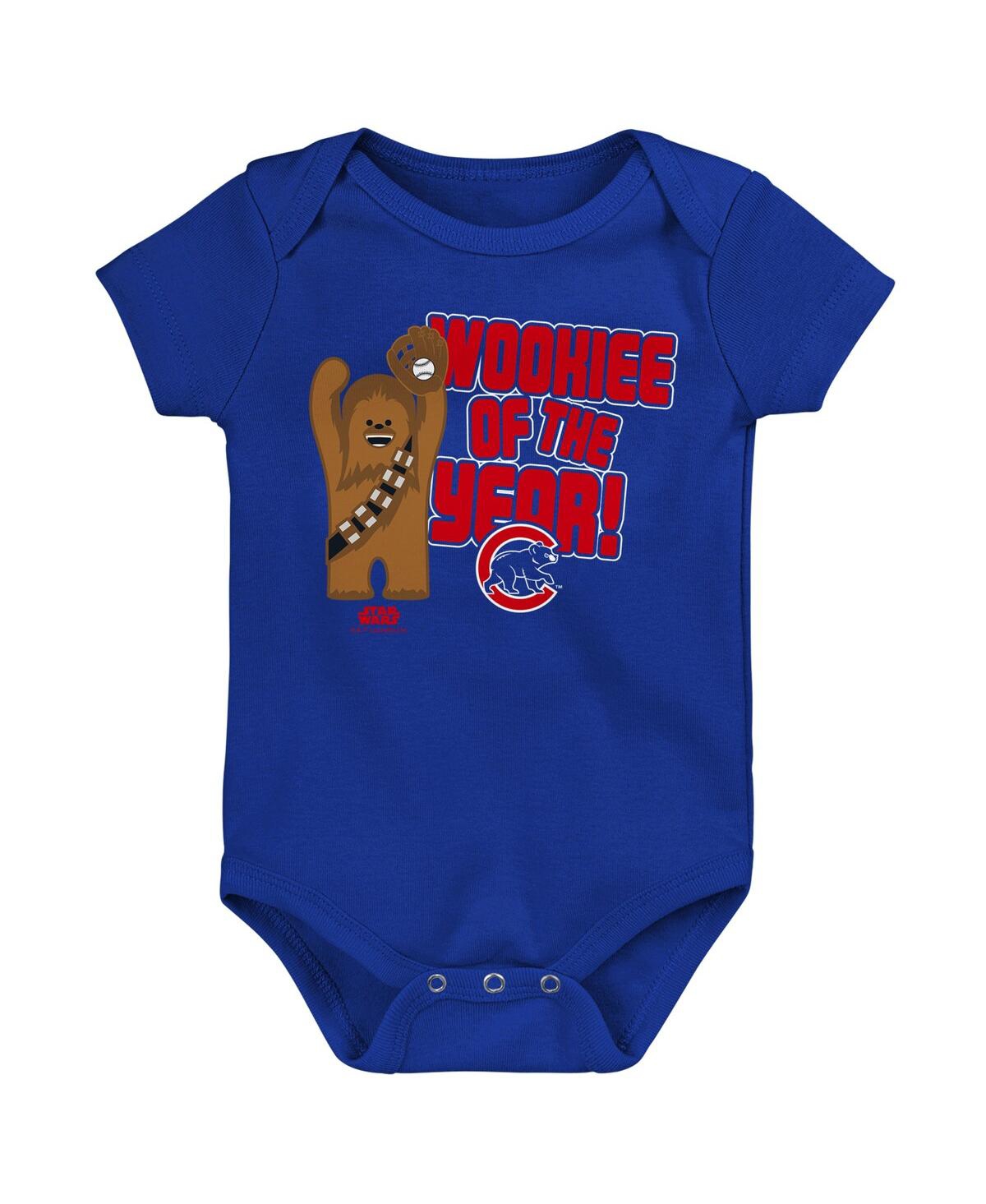 Outerstuff Babies' Newborn And Infant Boys And Girls Royal Chicago Cubs Star Wars Wookie Of The Year Bodysuit In Blue