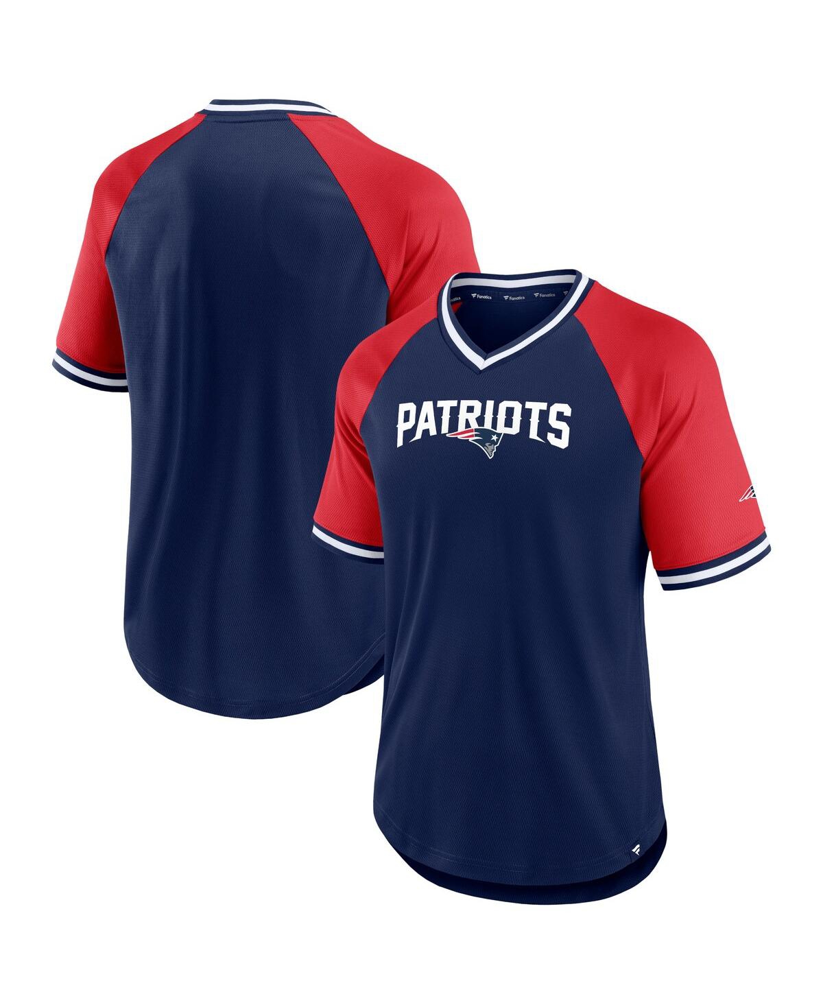 Men's Fanatics Red New England Patriots Second Wind Raglan V-Neck T-shirt - Red