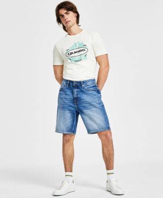 GUESS Men's Rodeo Denim Shorts - Abstract Design, 5-Pocket, Regular Fit, Button & Zipper - View #7
