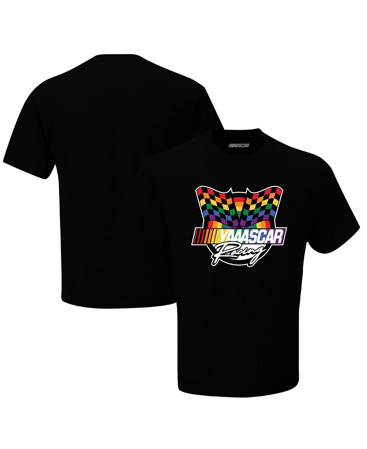 Men's Checkered Flag Sports Black Nascar Yaaascar T-shirt - Black