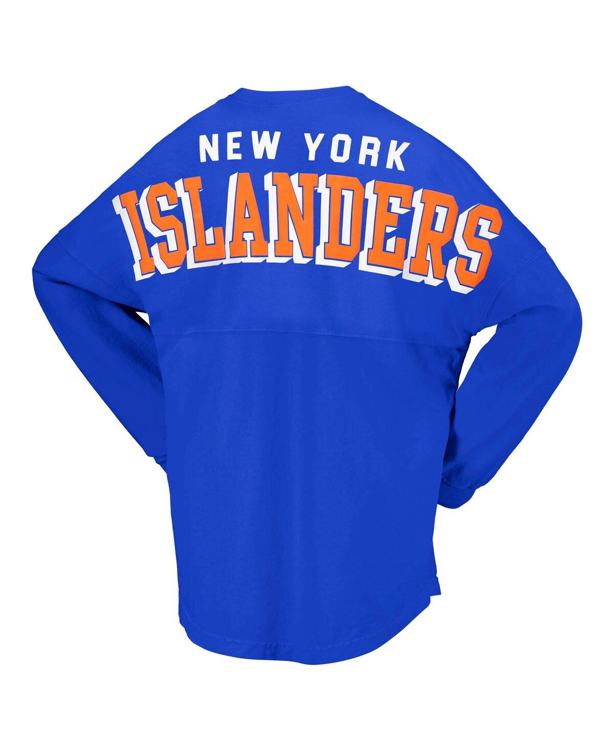 Women's FanaticsNew York Islanders Spirit Lace-Up V-Neck Long Sleeve Jersey T-shirt - Royal