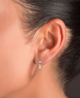 Evil Eye Hoop Earrings in Sterling Silver or 14k Gold over Sterling Silver, .47"