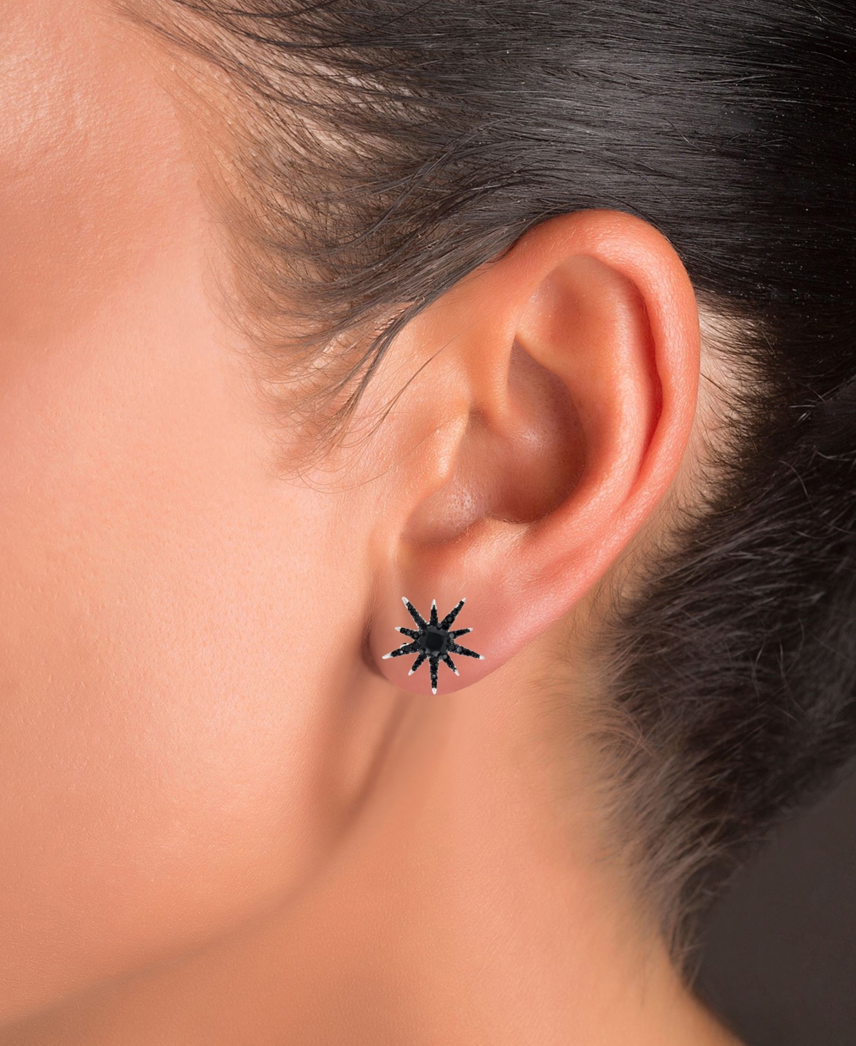 Starburst Stud Earrings (1-1/3 ct. t.w.) in Sterling Silver - BLACK SPINEL
