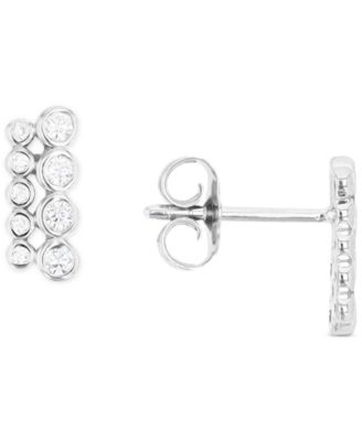 Cubic Zirconia Bar Stud Earrings in Sterling Silver or 14k Gold over Sterling Silver