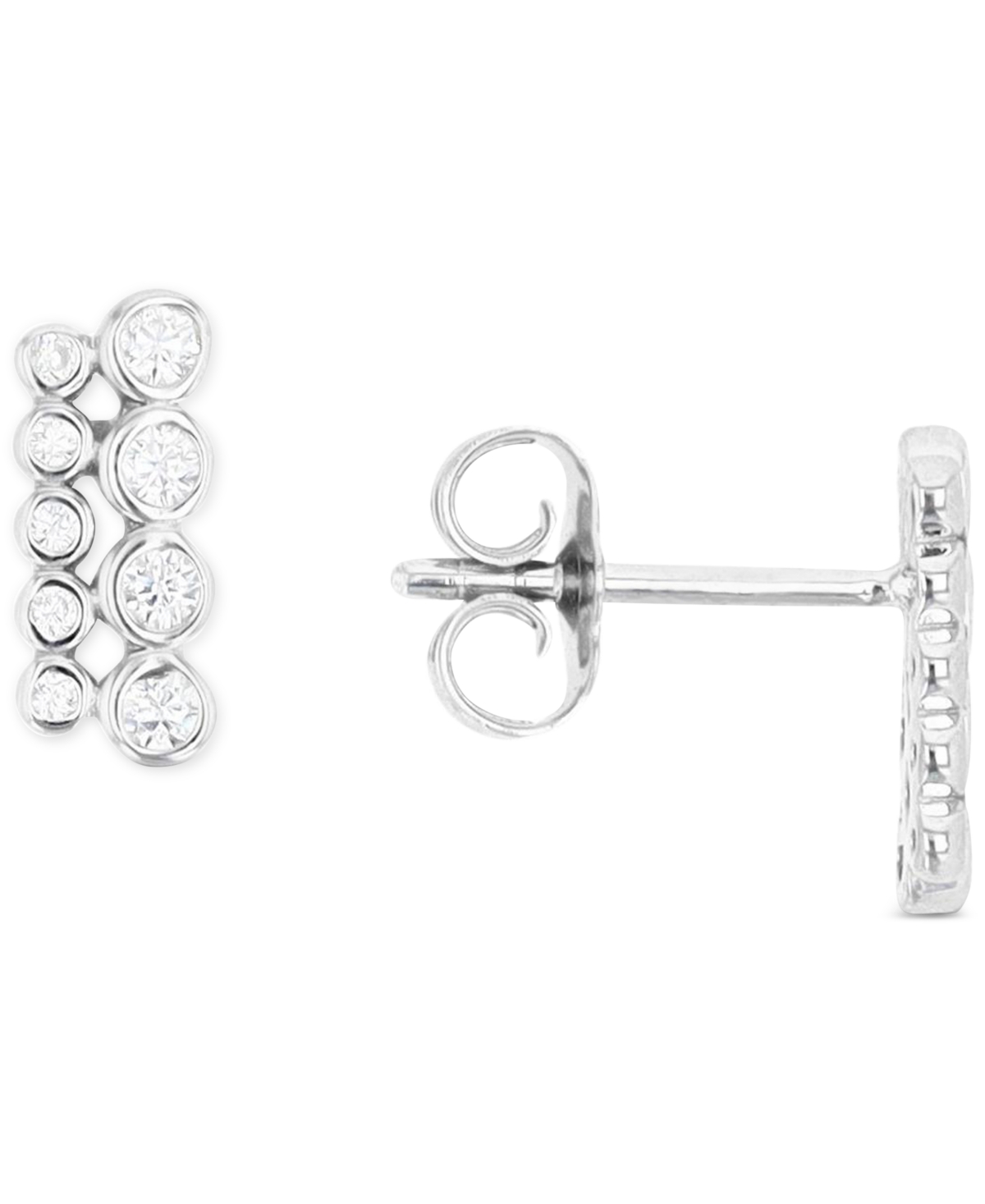 Cubic Zirconia Bar Stud Earrings or 14k Gold over Sterling Silver - STERLING SILVER