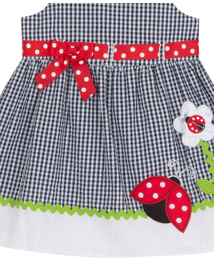 Blue Seersucker Dress With Ladybug main image 1