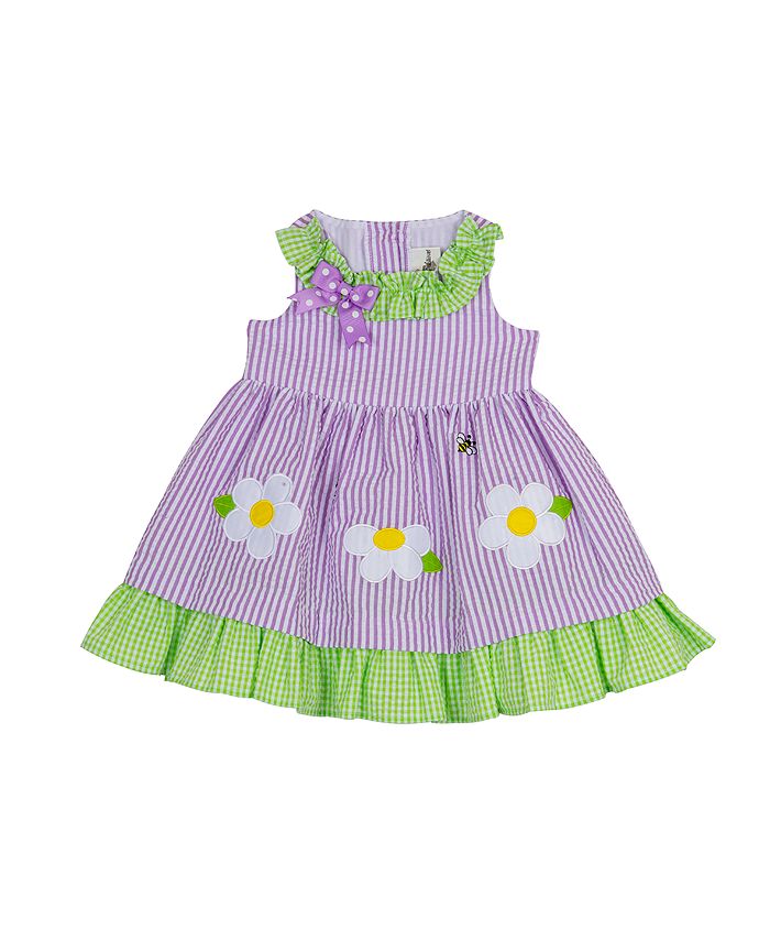 Rare Editions Baby Girls Check Flower Seersucker Dress Set, 2 Piece ...