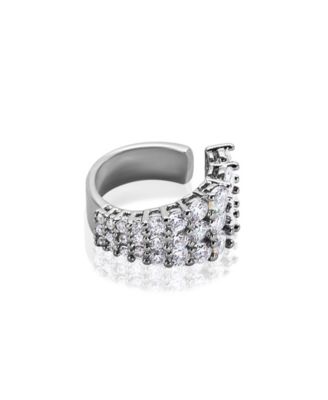 Amo Tripple Row Ear Cuff in White Gold- Plated Brass