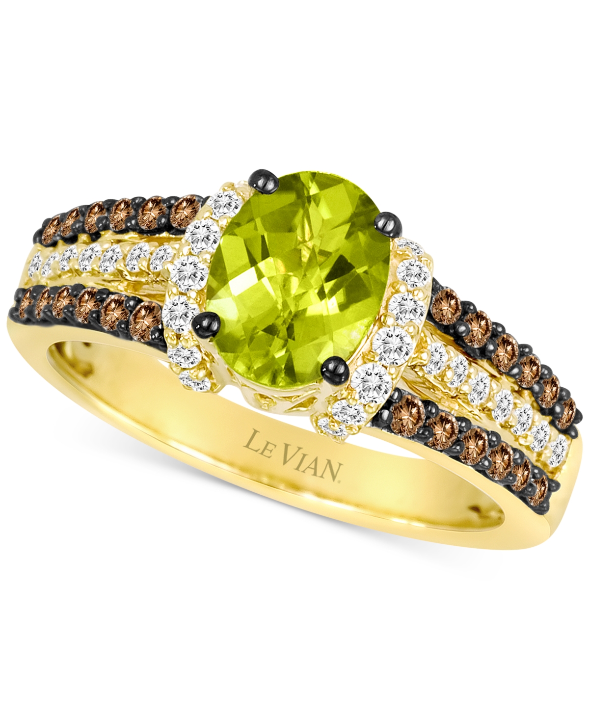 Le Vian Green Apple Peridot (1-1/5 ct. t.w.), Chocolate Diamonds (1/4 ct. t.w) & Vanilla Diamonds (1/4 ct. t.w.) Ring in 14k Yellow Gold