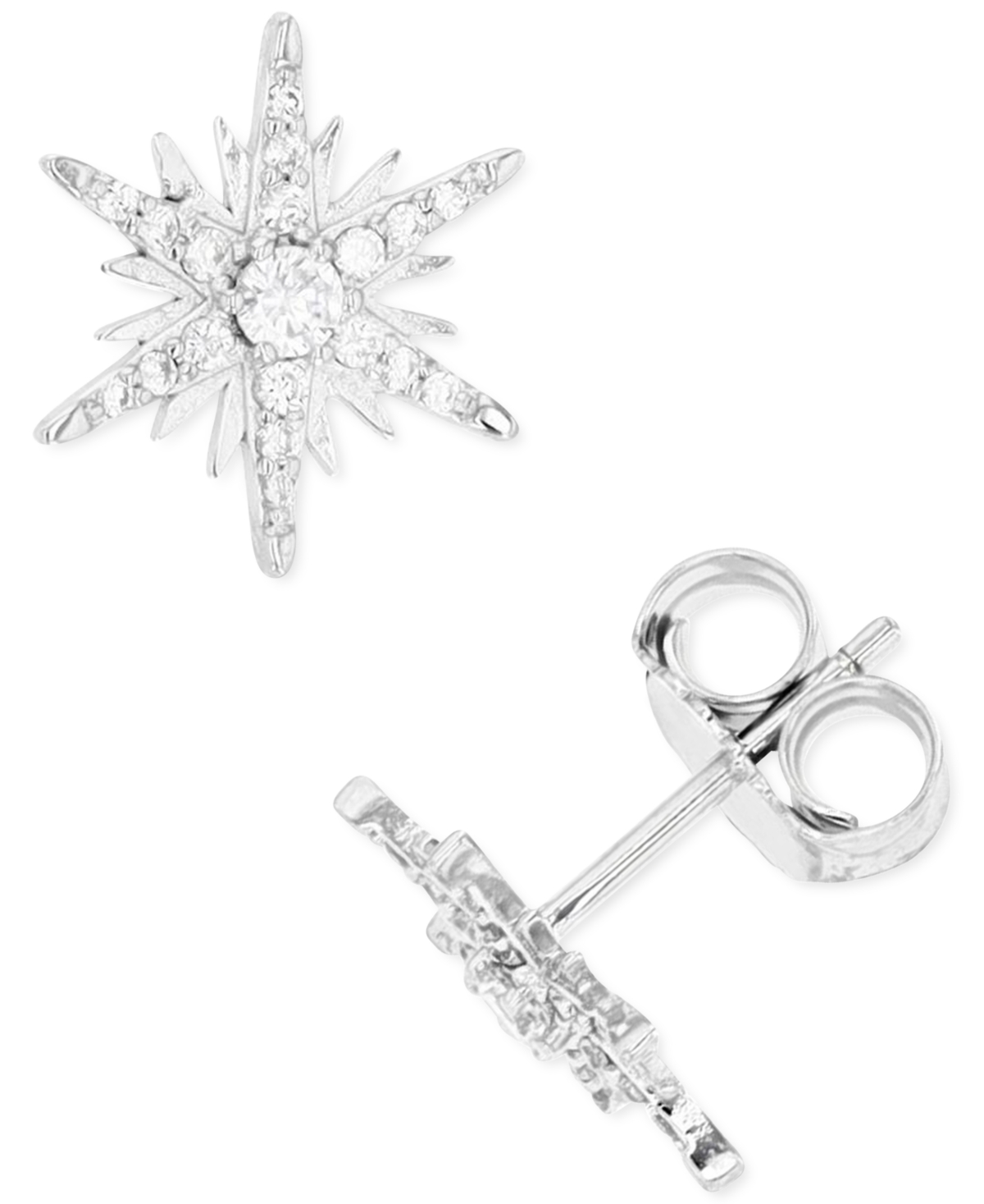 Macy's Cubic Zirconia Star Stud Earrings In Silver