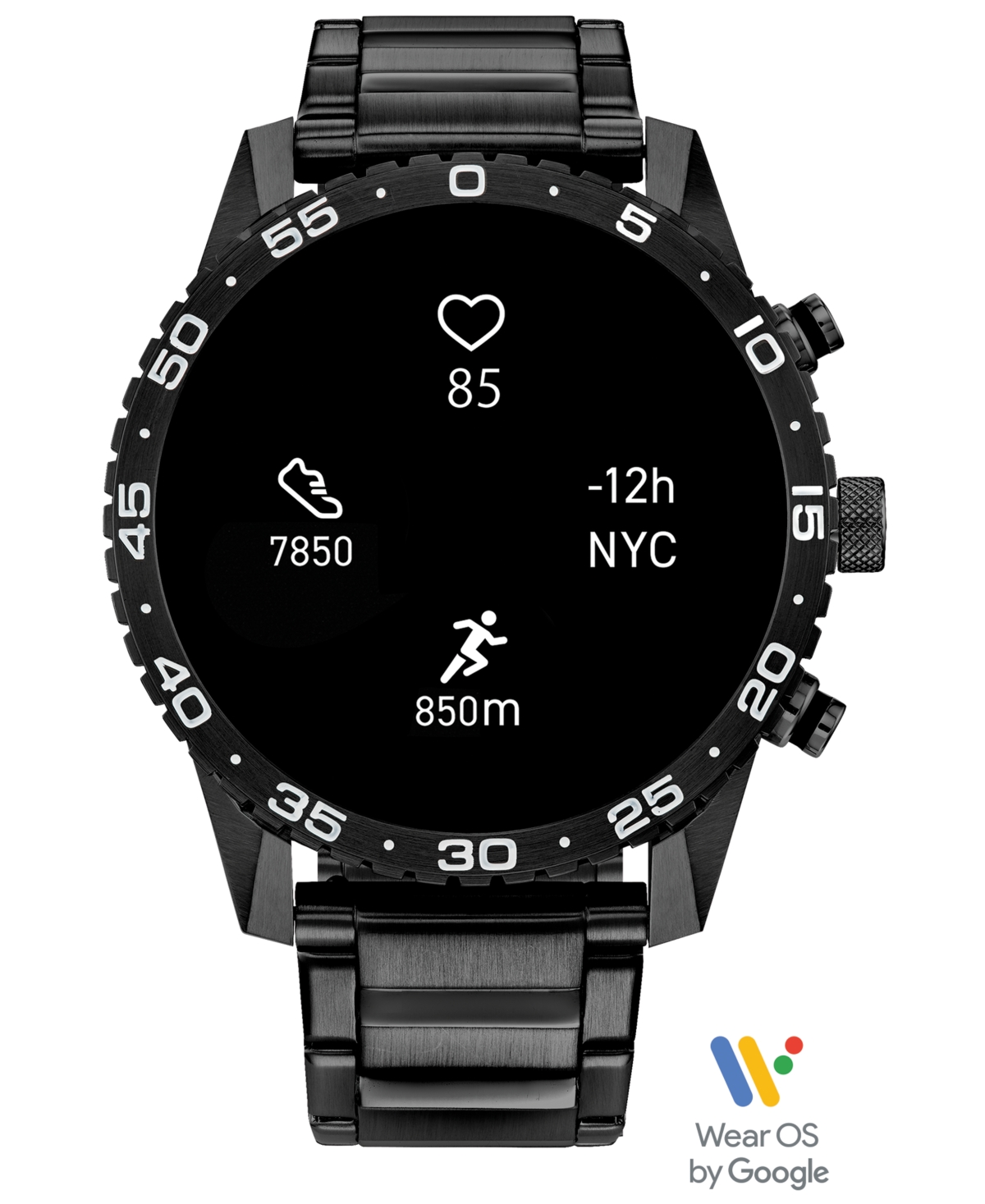 Citizen Unisex Cz Smart Wear Os Black-tone Stainless Steel Bracelet Smart Watch 45mm In Gray