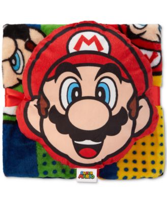 SUPER MARIO Nintendo 2-Pc. Pillow & Blanket Nogginz Set