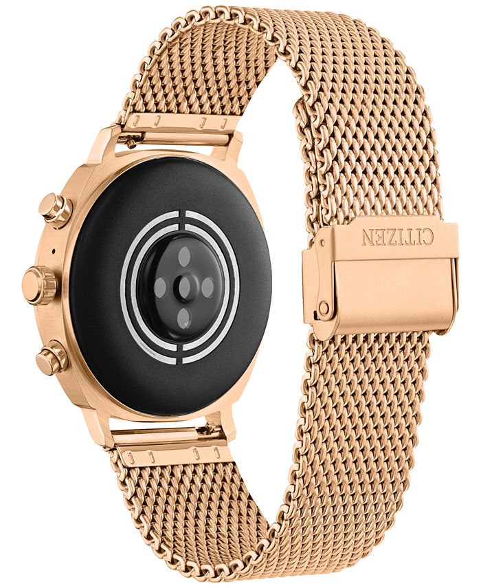 Citizen Unisex CZ Smart Wear OS Rose GoldTone Stainless Steel Mesh