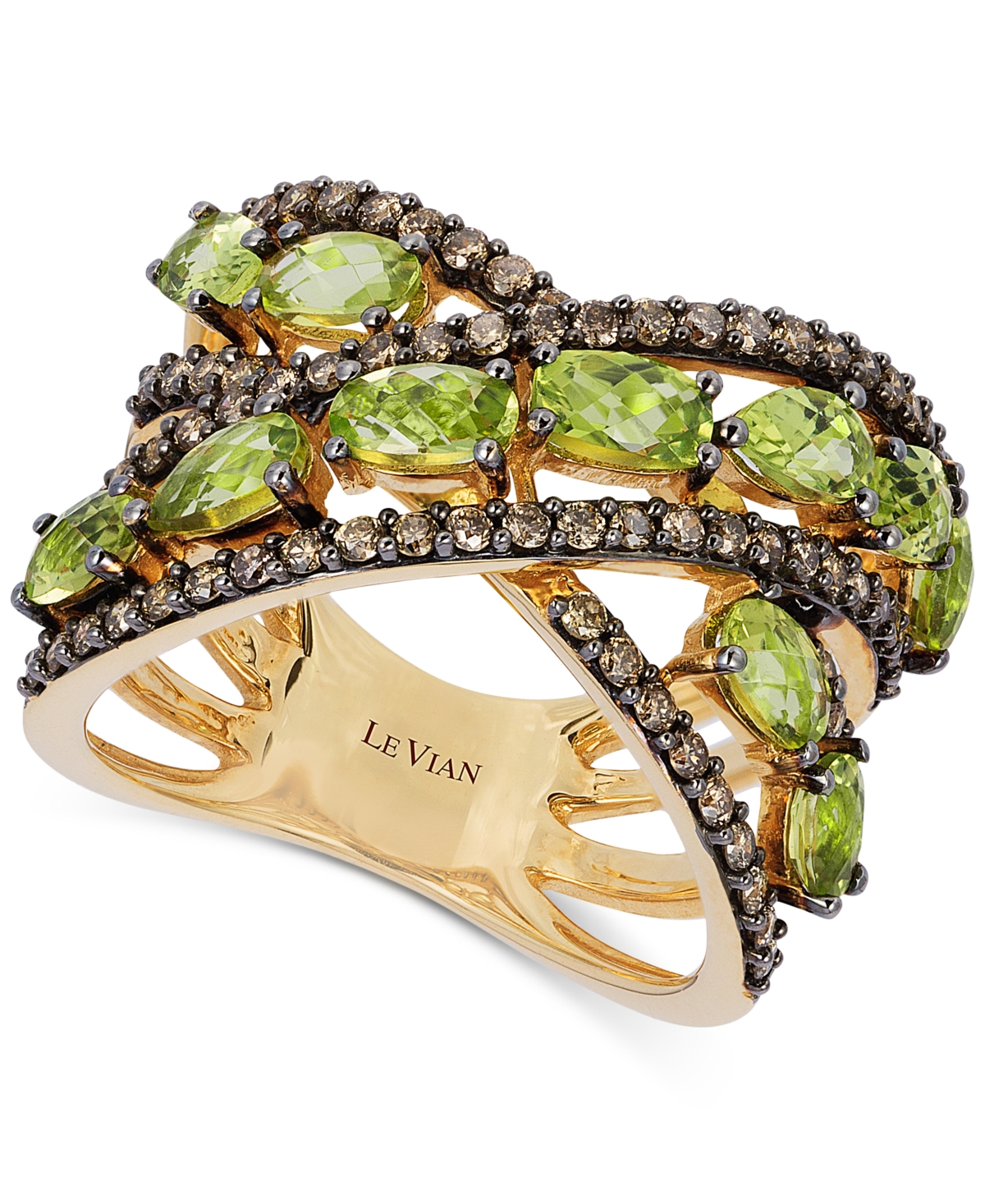 Le Vian Red Carpet Green Apple Peridot (2 ct. t.w.) & Chocolate Diamonds (3/4 ct. t.w.) Ring in 14k Yellow Gold
