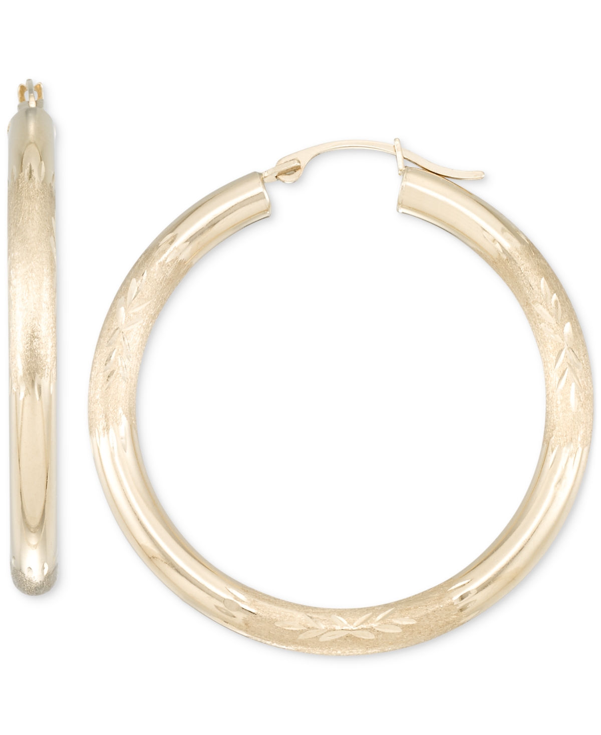 Macy's Diamond Cut Hoop Earrings In 10k Yellow Gold