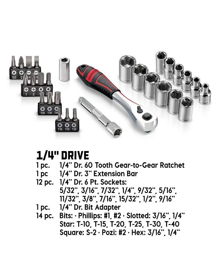 Powerbuilt 30 Piece 1/4 Inch Drive SAE Socket Set Macy's