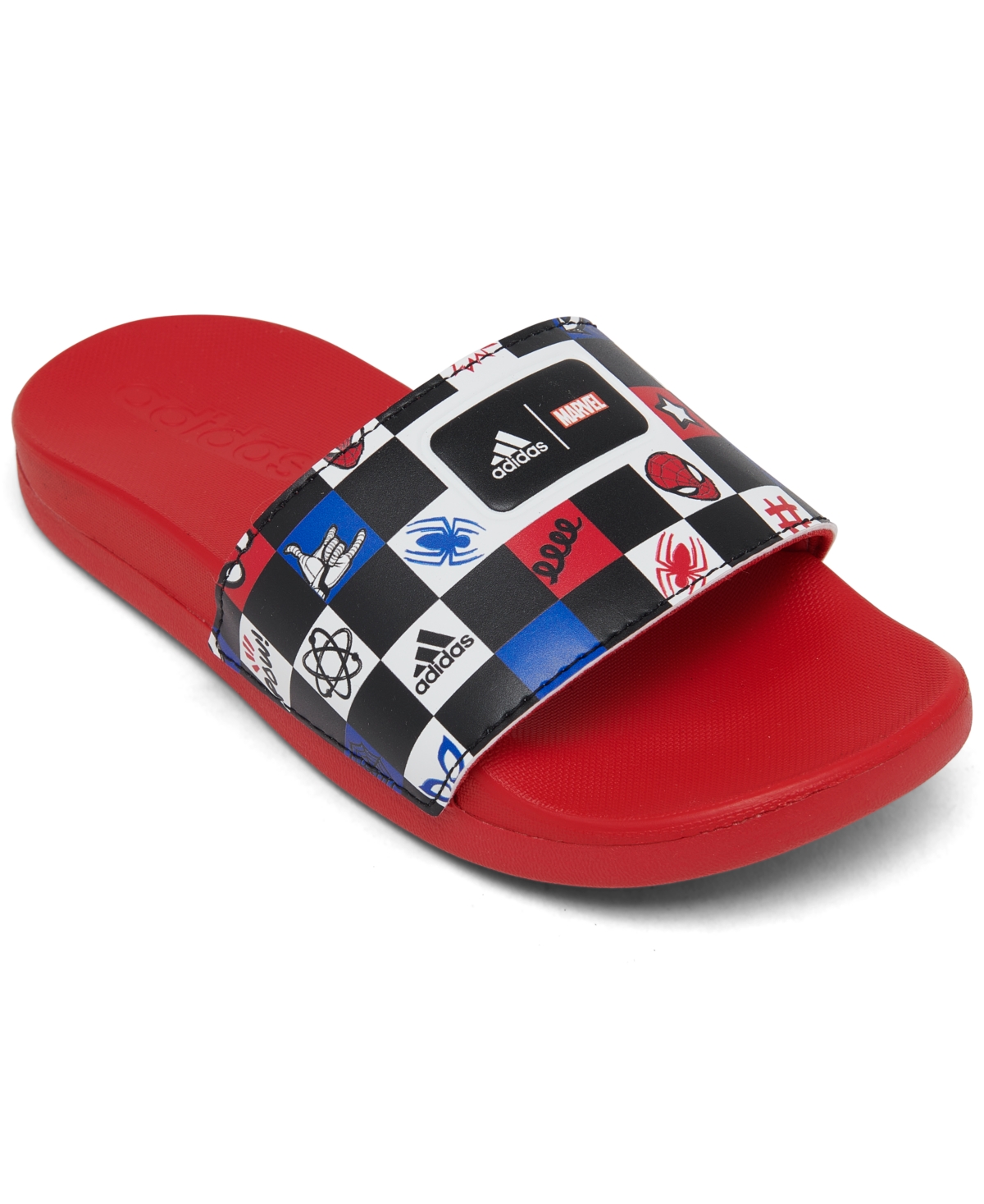 Adidas x Disney Adilette Comfort Spider-Man Slides - Kids - Core Black / Cloud White / Better Scarlet Red - 5