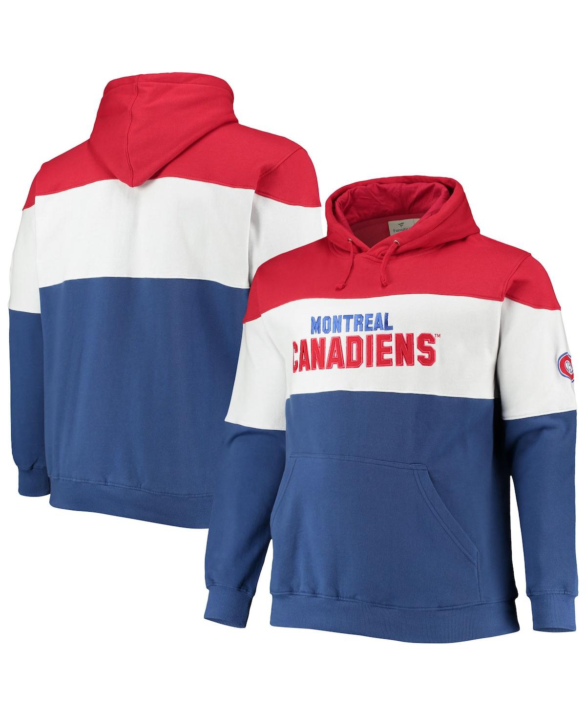 Fanatics Men's  Red, Blue Montreal Canadiens Big And Tall Colorblock Fleece Hoodie In Red,blue