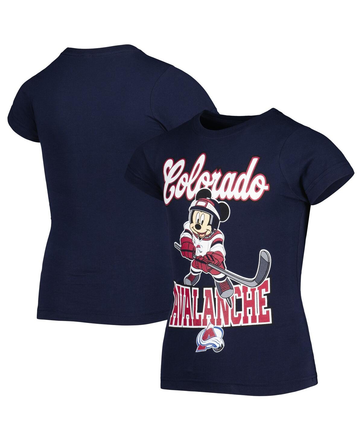 Shop Outerstuff Big Girls Navy Colorado Avalanche Mickey Mouse Go Team Go T-shirt