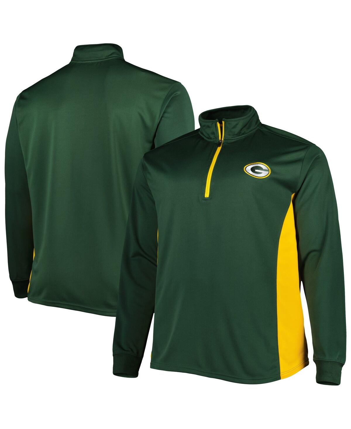 Profile Men's Green Green Bay Packers Big And Tall Quarter-zip Top