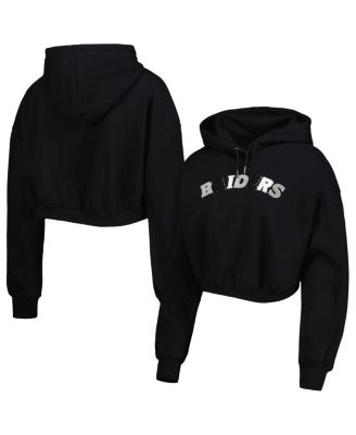 Women's Black Las Vegas Raiders Cropped Pullover Hoodie
