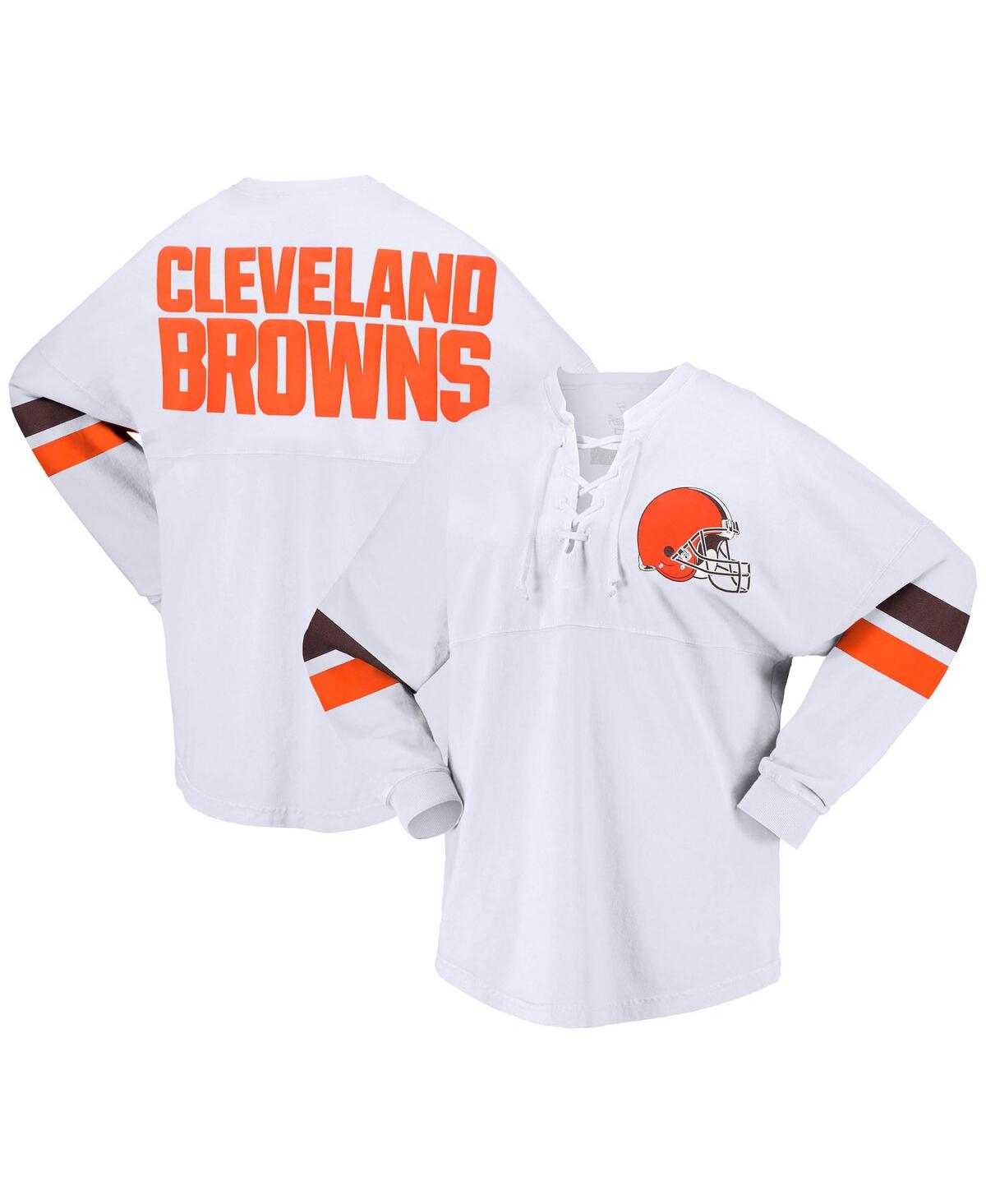 Fanatics Branded White Cleveland Browns Spirit Jersey Lace-up V-neck Long Sleeve T-shirt In White