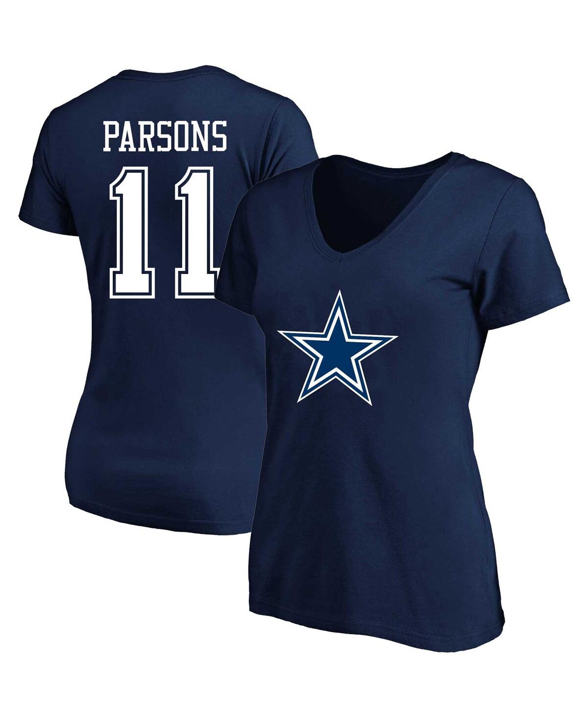 Fanatics Micah Parsons Navy Dallas Cowboys Plus Size Fair Catch Name & Number V-neck T-shirt In Navy