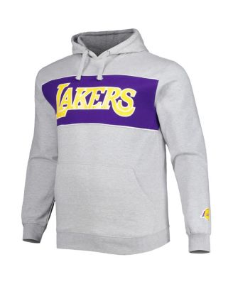 Men's Heather Gray Los Angeles Lakers Big and Tall Wordmark Pullover Hoodie