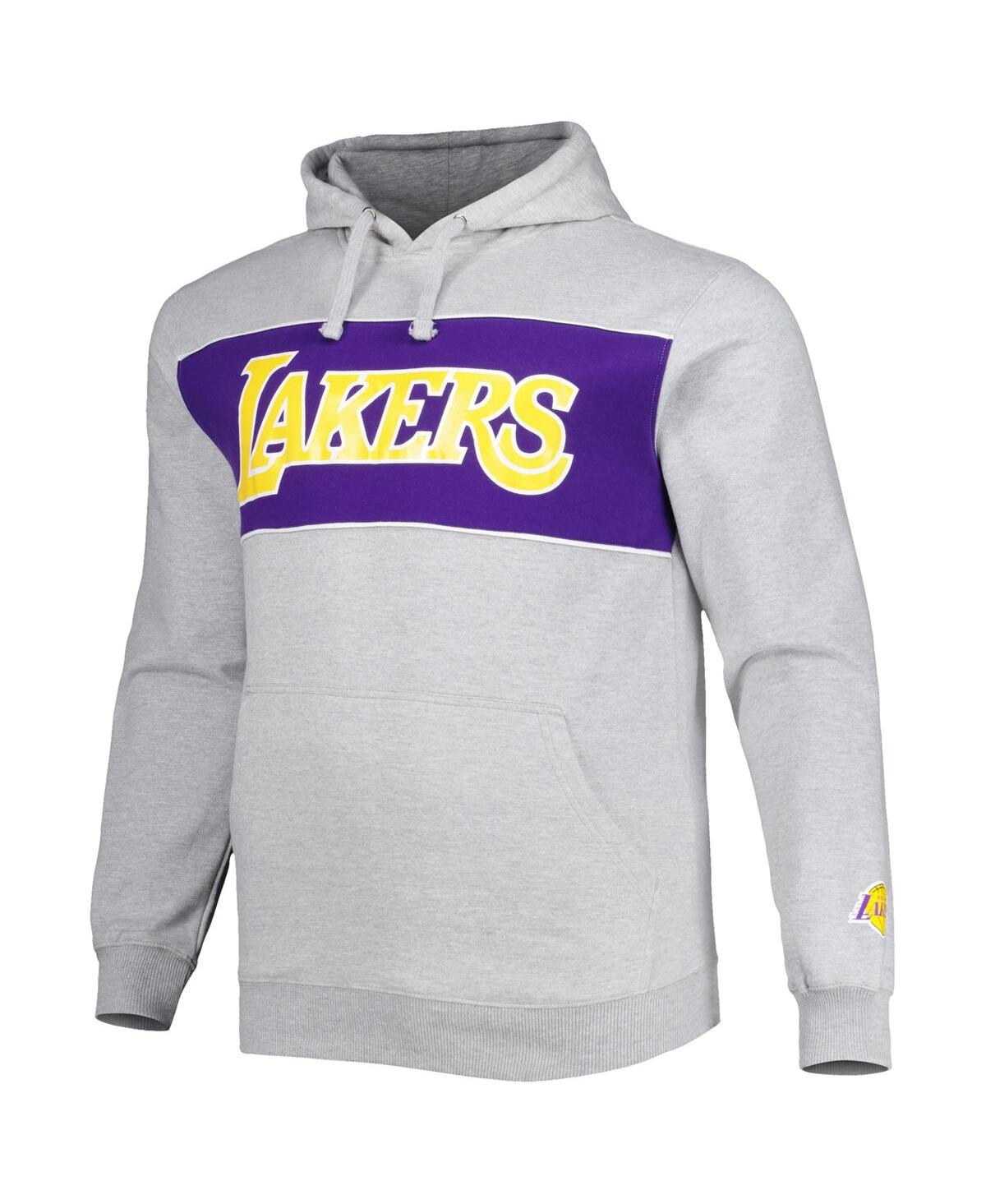 Fanatics Branded Heather Gray Los Angeles Lakers Big & Tall Wordmark Pullover Hoodie In Heather Gray