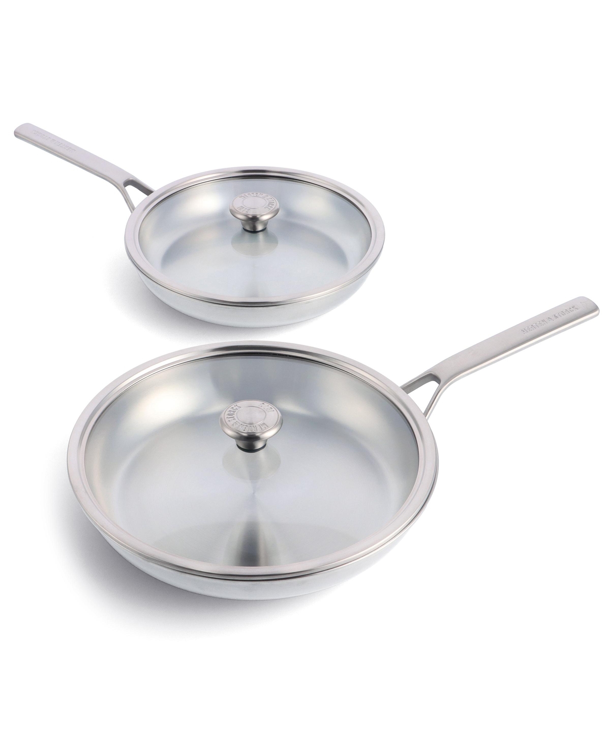 Merten & Storck Stainless Steel 10" And 12" Frypans Set With Lids