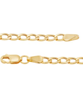Children's Polished Hollow Curb Chain Bracelet in 14k Yellow Gold