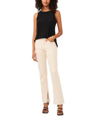 Women's Crewneck Split Back Keyhole Tank Top