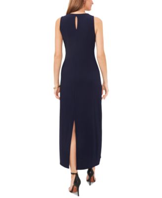 Women's Sleeveless Keyhole-Back Crewneck Maxi Dress