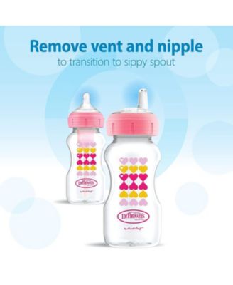 Baby Anti-Colic Options+ Wide-Neck Baby Bottle to Sippy Bottle, 9oz, 2 pack, Pink