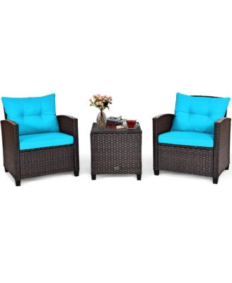 Rattan Patio Furniture Set with Cushions, Outdoor Conversation Sofa Set