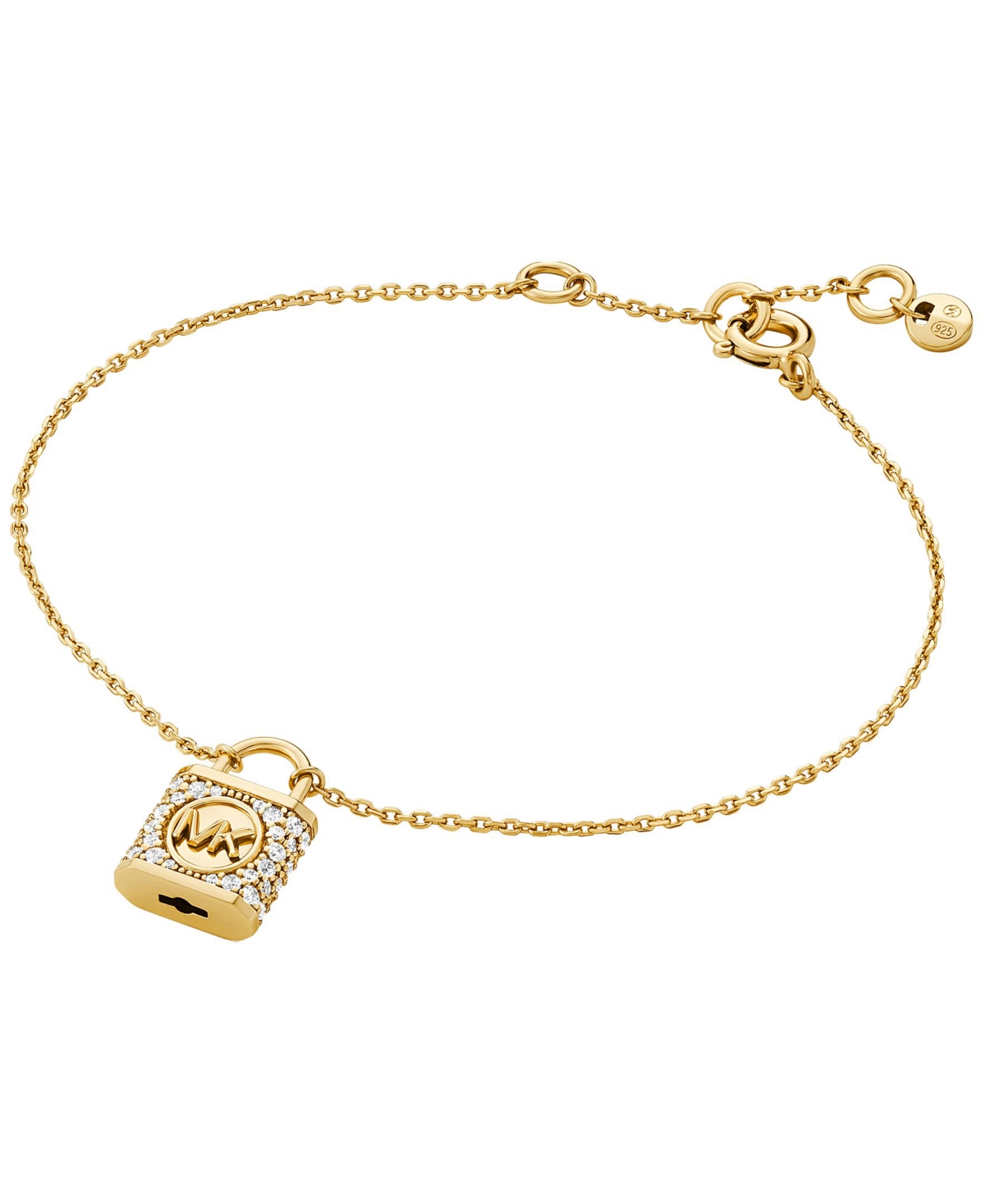 Michael Kors Pave Lock Delicate Line Bracelet In Gold