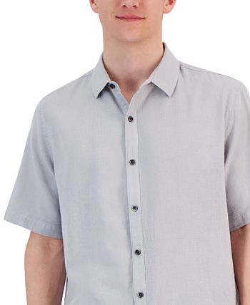 Alfani Men's Short-Sleeve Solid Textured Shirt, Created for Macy's