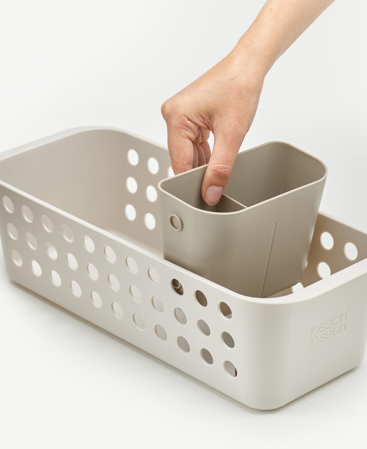 Joseph Joseph Easystore Slim Line Bathroom Storage Basket In Ecru