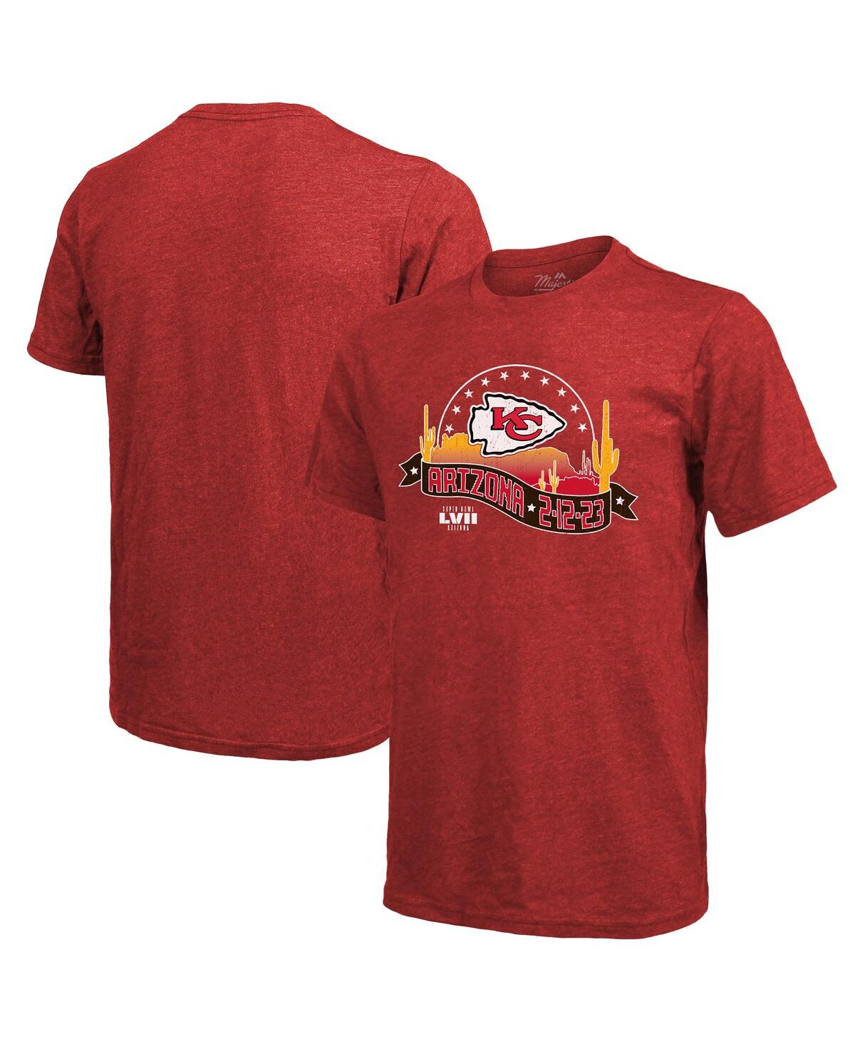 Shop Majestic Men's  Threads Red Kansas City Chiefs Super Bowl Lvii Tri-blend Desert T-shirt