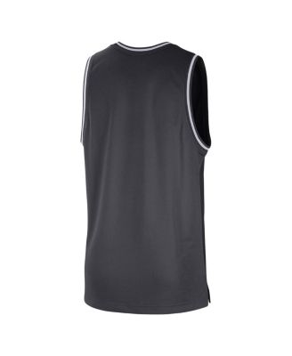 Men's Black, Anthracite Brooklyn Nets Courtside Versus Force Split DNA Performance Mesh Tank Top