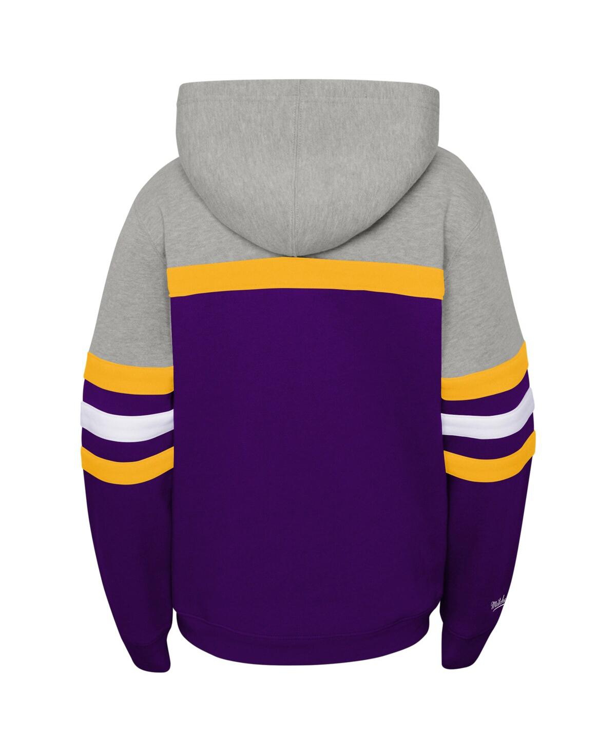 Mitchell & Ness Big Boys  Heather Gray, Purple Los Angeles Lakers Hardwood Classics Head Coach Pullov In Heather Gray,purple