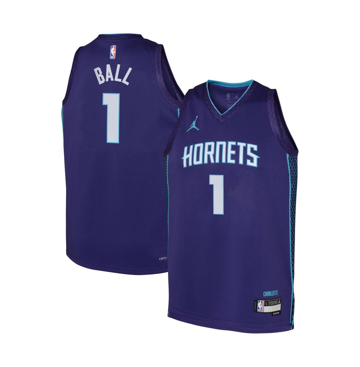 Детская джерси Jordan LaMelo Ball Charlotte Hornets 2022/23 Swingman Statement, Purple — фото 4