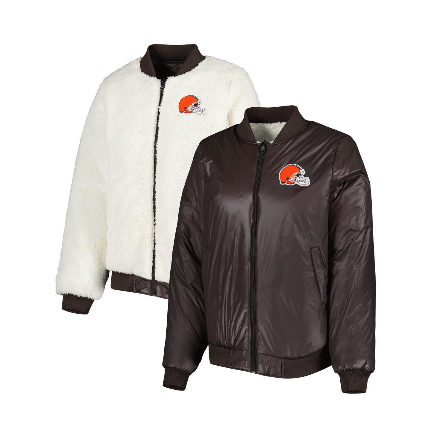 Женская куртка G-III 4Her by Carl Banks Oatmeal, Brown Cleveland Browns Switchback Reversible Full-Zip — фото 1