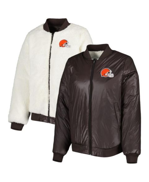 Женские куртки G-III 4Her by Carl Banks Women's Oatmeal, Brown Cleveland Browns Switchback Reversible Full-Zip Jacket