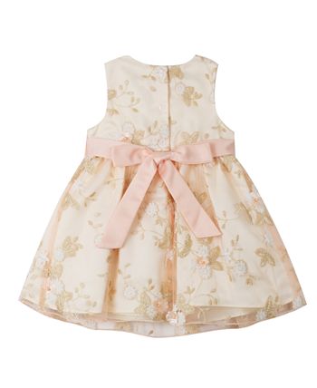 Rare Editions Baby Girls Embroidered Mesh Sleeveless Dress With Bow ...