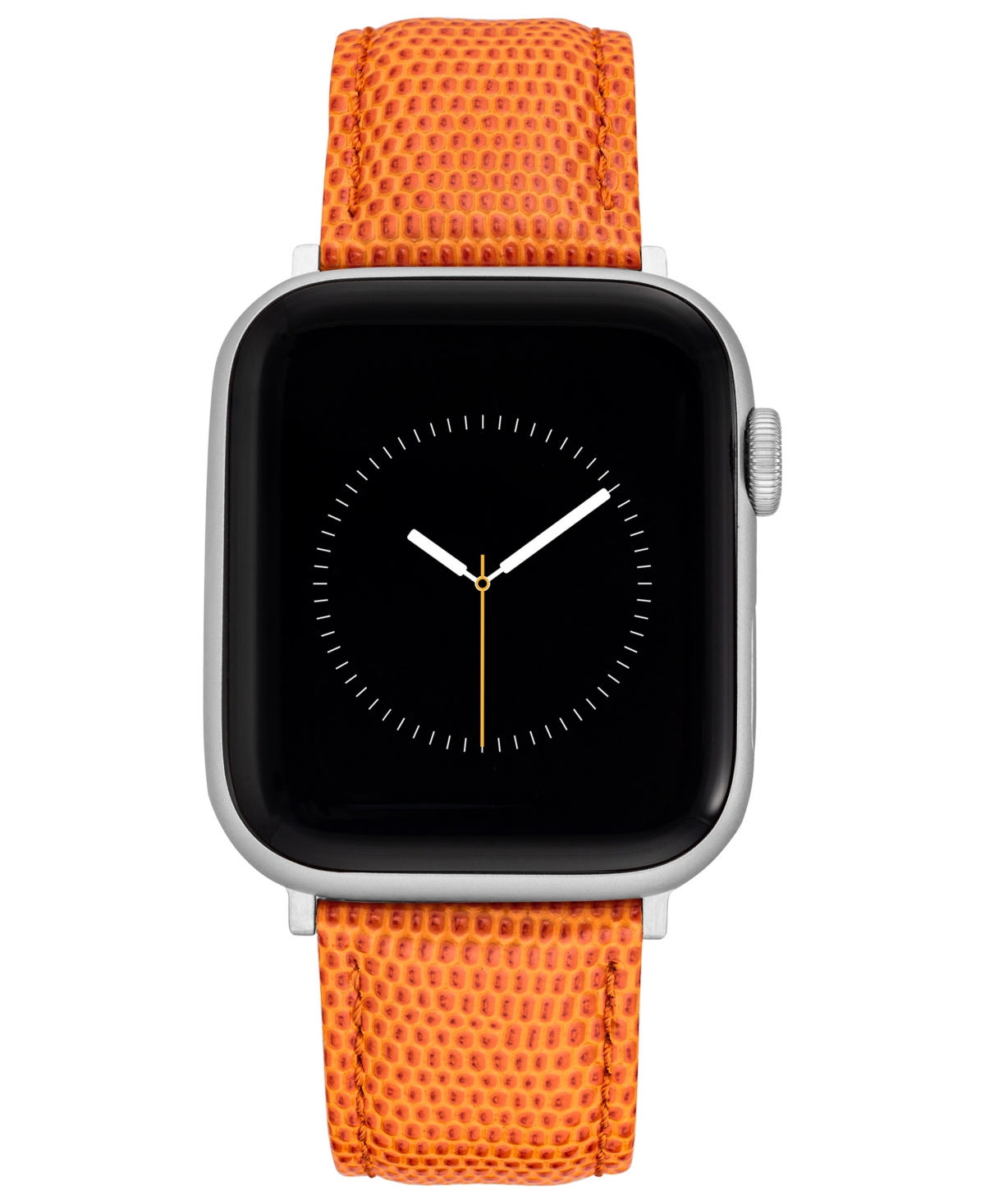 Withit Orange Genuine Leather Strap With Silver-tone Stainless Steel Lugs For 42mm, 44mm, 45mm, Ultra 49mm
