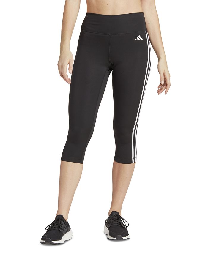 adidas Women's Train Essentials High-Waist 3-Stripe 3/4 Leggings - Macy's