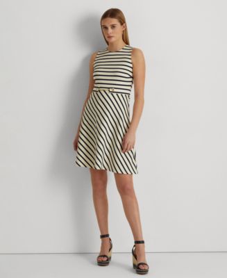 Ralph Lauren Women's Belted Ponte Dress White Size 6 main image 0