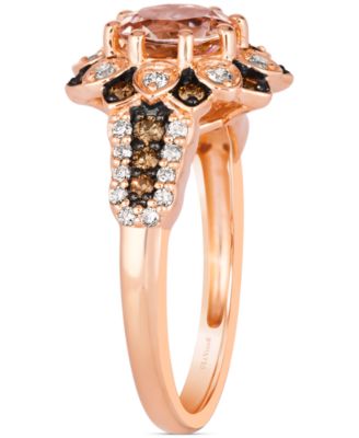 Peach Morganite™ (7/8 ct. t.w.) & Diamond (3/8 ct. t.w.) Flower Ring in 14k Rose Gold