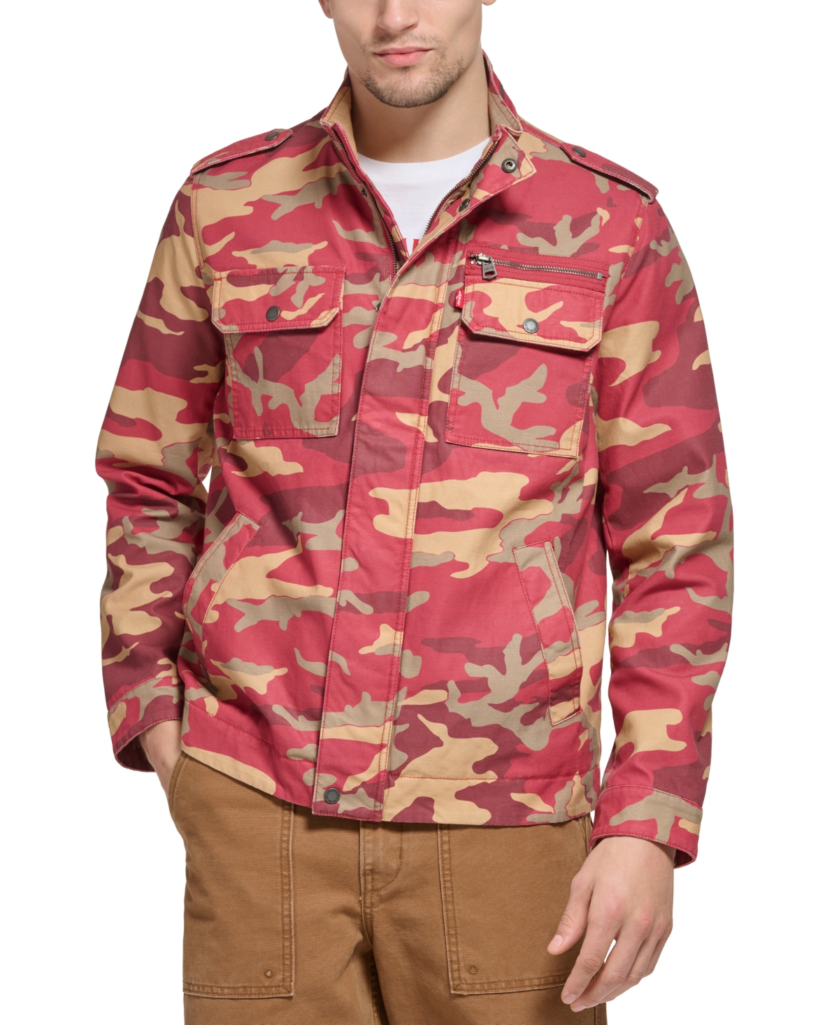 Shop Levi's Men's Field Jacket In Red Khaki Camo